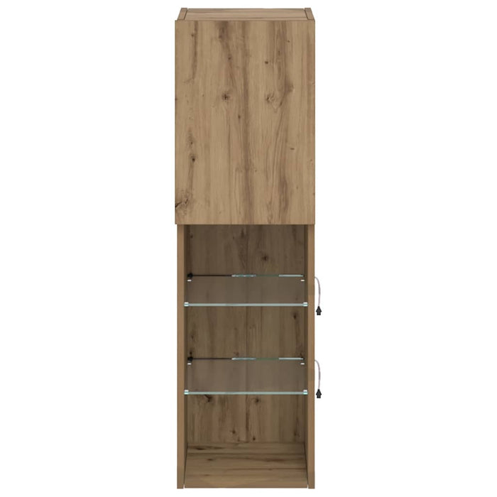 Comodă TV cu lumini LED, stejar artizanal, 30,5x30x102 cm - WALTI WALTI
