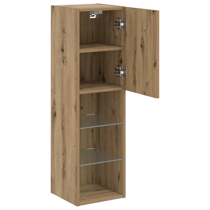 Comodă TV cu lumini LED, stejar artizanal, 30,5x30x102 cm - WALTI WALTI