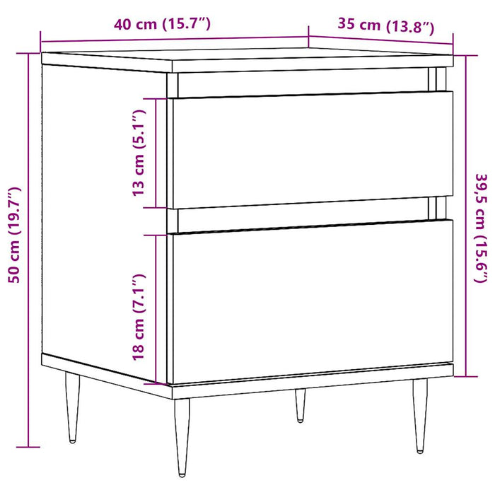 Noptiere, 2 buc., lemn vechi, 40x35x50 cm, lemn prelucrat WALTI