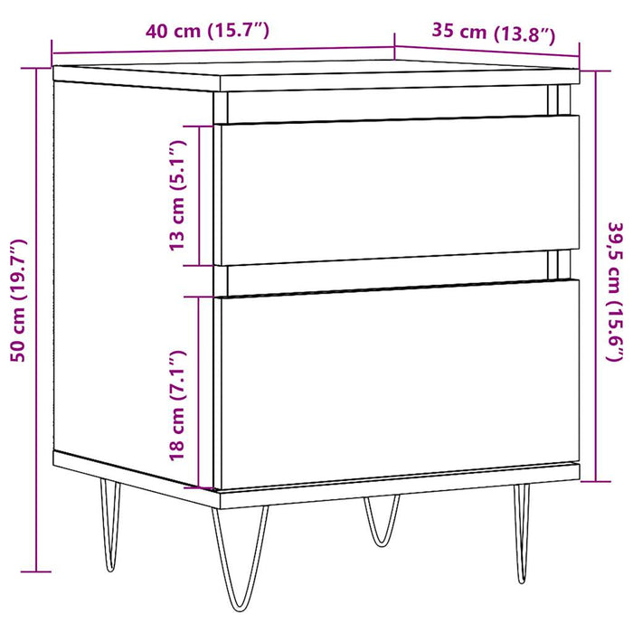 Noptiere, 2 buc., lemn vechi, 40x35x50 cm, lemn prelucrat WALTI