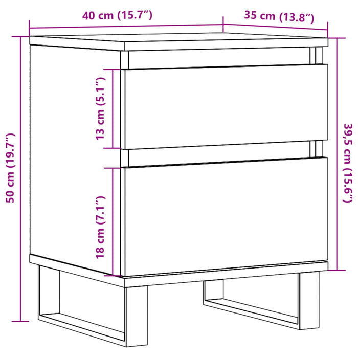 Noptiere, 2 buc., lemn vechi, 40x35x50 cm, lemn prelucrat WALTI