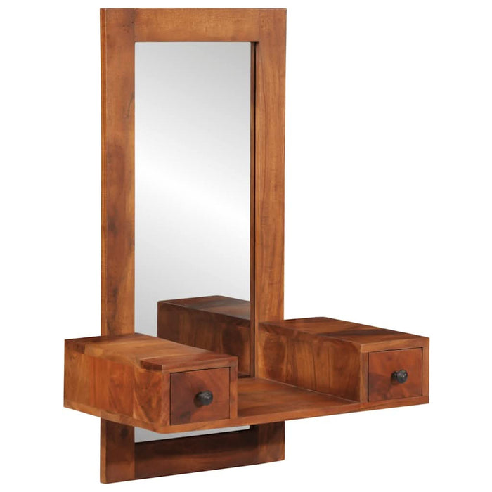 Oglindă de perete cu sertare 60x33x90 cm lemn masiv de salcâm - WALTI WALTI