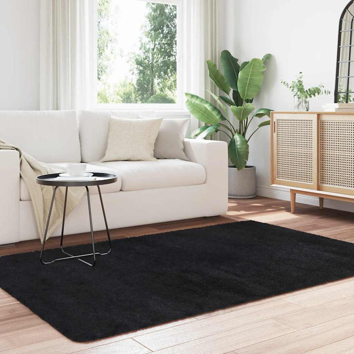 Covor shaggy cu pom înalt, NAVARRA, negru, 130x200cm, poliester - WALTI WALTI