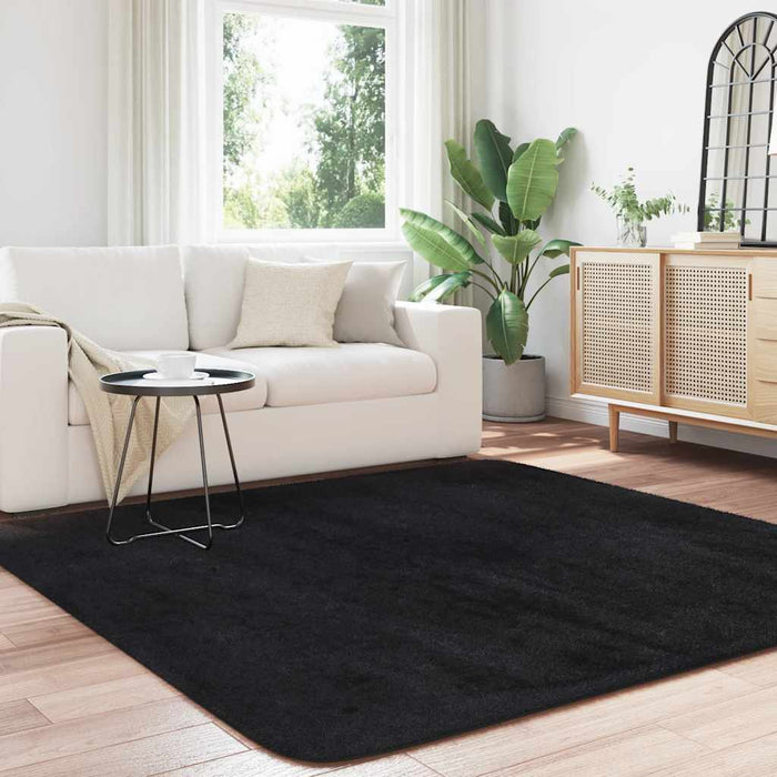 Covor shaggy cu pom înalt, NAVARRA, negru, 200x200cm, poliester - WALTI WALTI