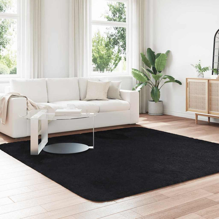 Covor shaggy cu pom înalt, NAVARRA, negru, 240x240cm, poliester - WALTI WALTI