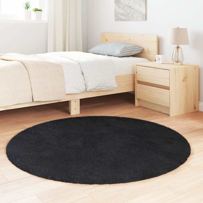 Covor shaggy cu pom înalt, NAVARRA, negru, 120x120cm, poliester - WALTI WALTI