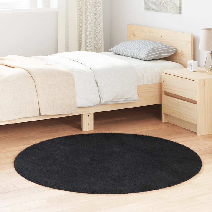 Covor shaggy cu pom înalt, NAVARRA, negru, 120x120cm, poliester - WALTI WALTI
