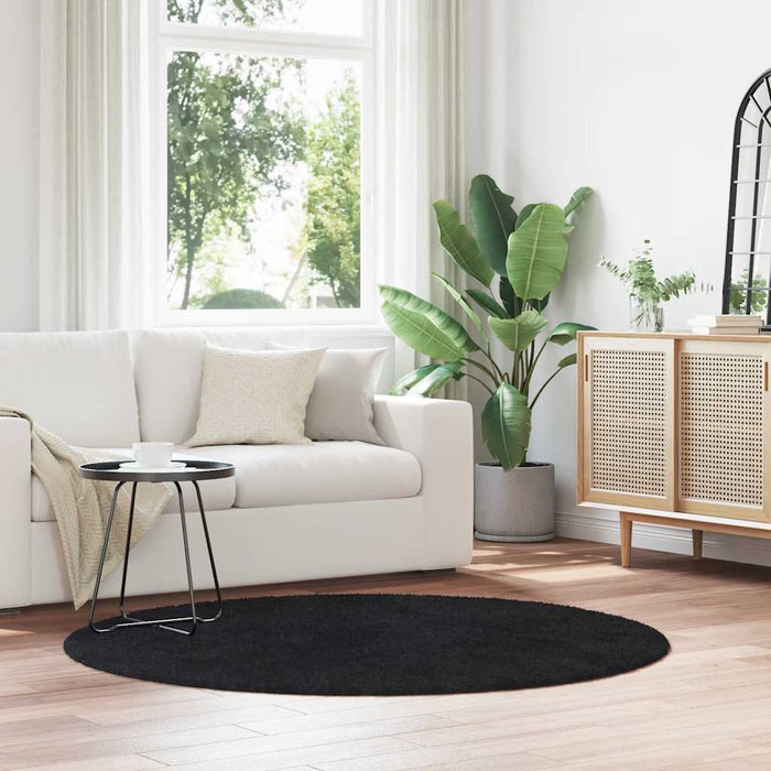 Covor shaggy cu pom înalt, NAVARRA, negru, 160x160cm, poliester - WALTI WALTI