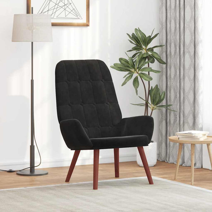 Scaun de relaxare, negru, catifea WALTI