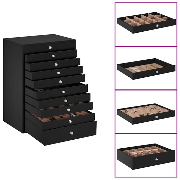 Cutie de bijuterii 10 straturi cu suport pentru ceasuri negru - WALTI WALTI