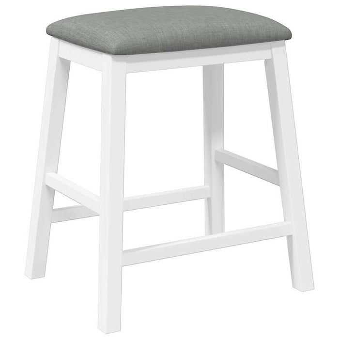 Scaune de bar cu perne 2 buc din cauciuc din lemn masiv alb - WALTI WALTI