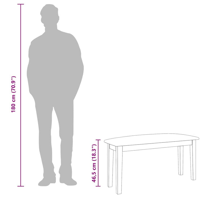 Bancă 90 cm maro din lemn masiv cauciuc - WALTI WALTI