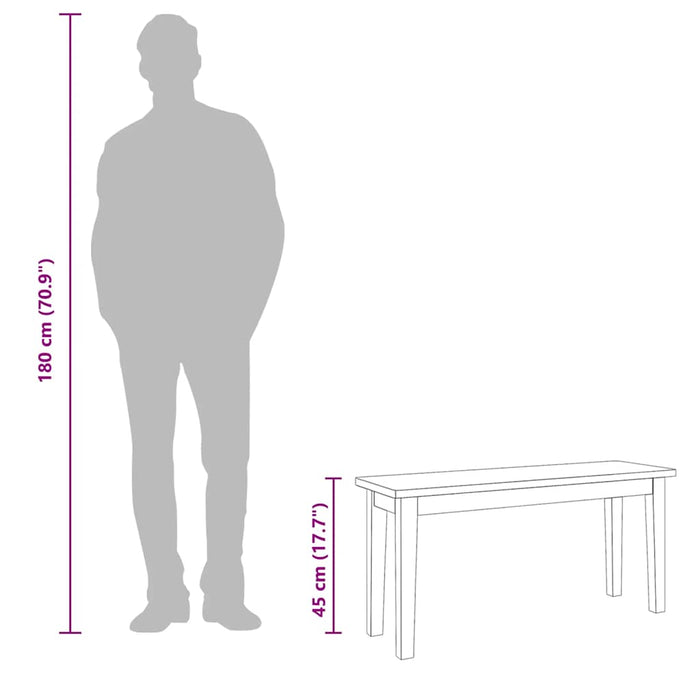 Bancă 90 cm din lemn masiv alb cauciuc - WALTI WALTI