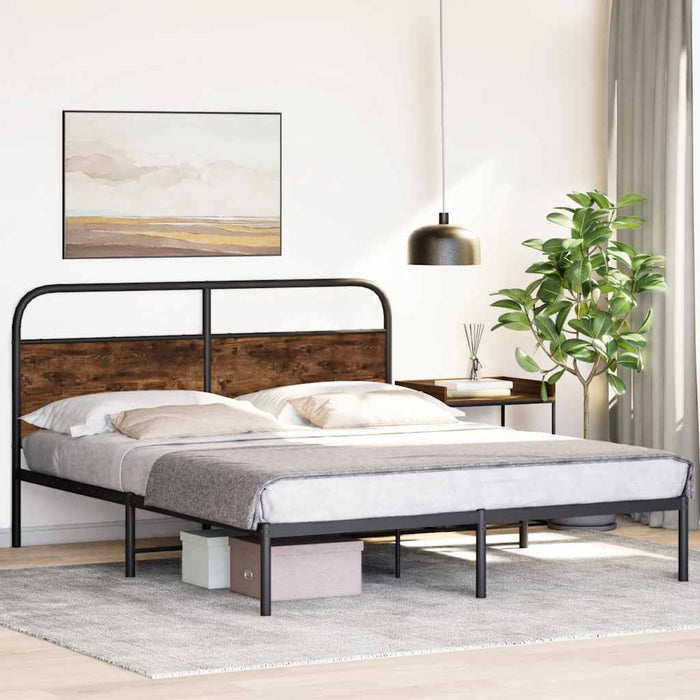 Cadru pat fără saltea stejar fumuriu 150x200 cm lemn prelucrat - WALTI WALTI