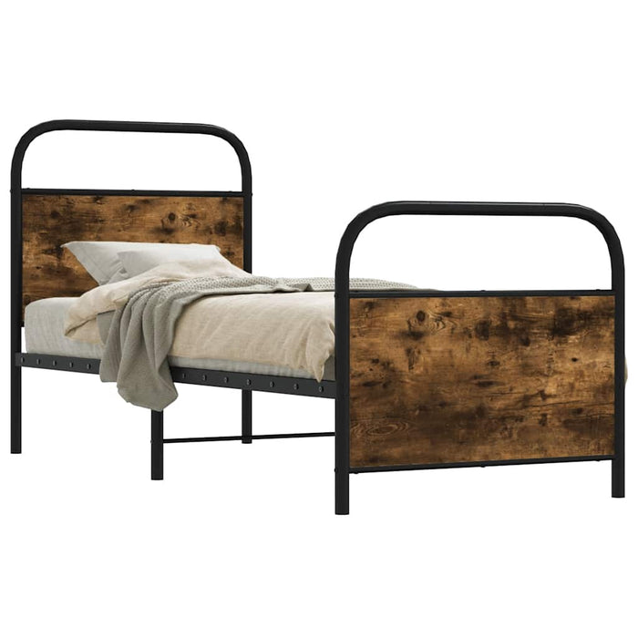 Cadru de pat fără saltea 75x190cm stejar afumat lemn prelucrat - WALTI WALTI