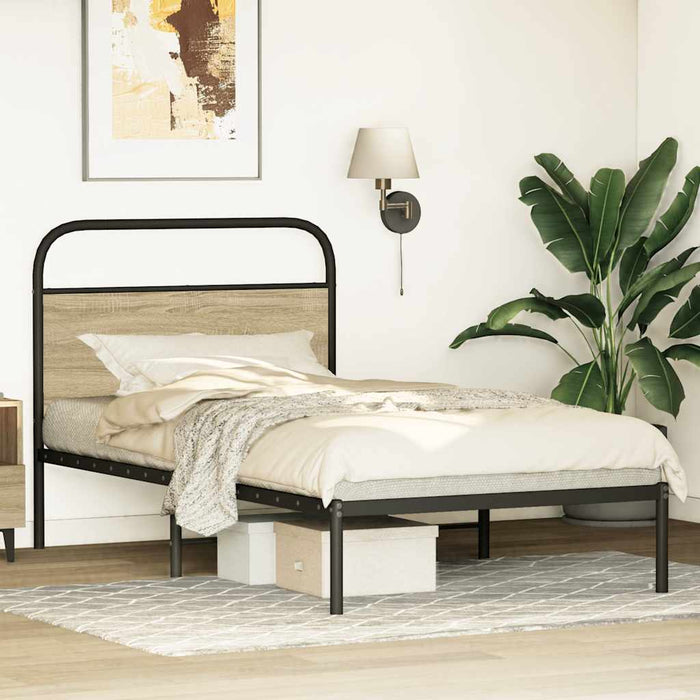 Cadru pat fără saltea stejar sonoma, 90x200 cm, lemn prelucrat WALTI