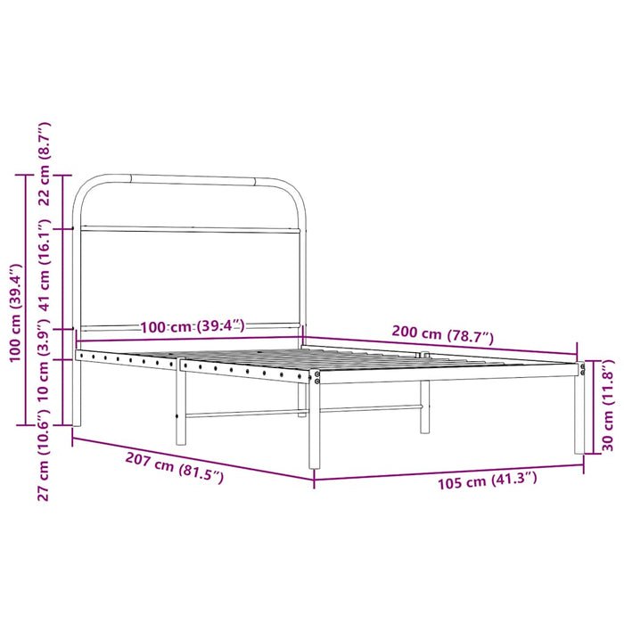 Cadru pat fără saltea stejar sonoma 100x200 cm lemn prelucrat - WALTI WALTI