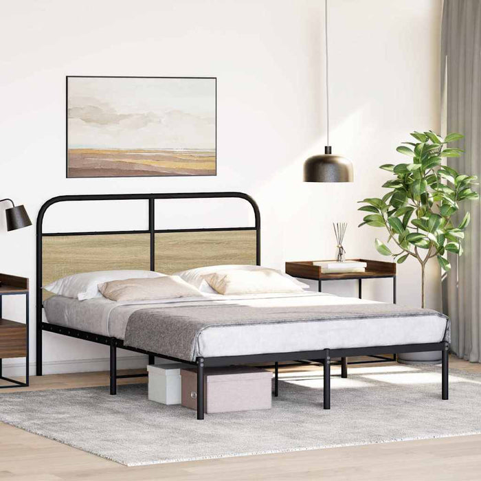 Cadru de pat fără saltea 135x190 cm Lemn derivat stejar Sonoma - WALTI WALTI