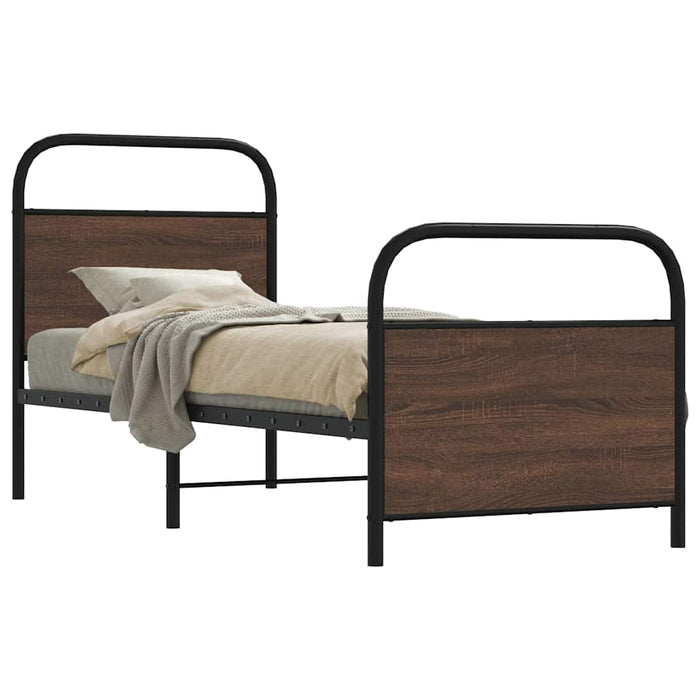 Cadru pat fără saltea, stejar maro 75x190 cm lemn prelucrat - WALTI WALTI
