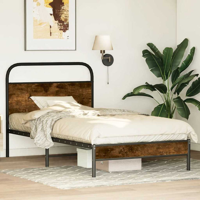 Cadru de pat fără saltea 90x200cm Stejar fumuriu lemn prelucrat WALTI