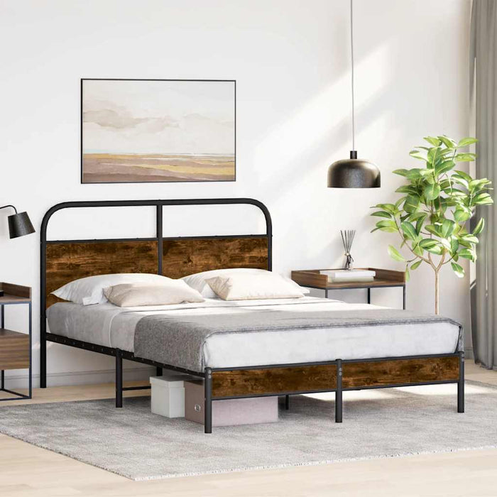 Cadru pat fără saltea stejar fumuriu 140x200 cm lemn prelucrat - WALTI WALTI