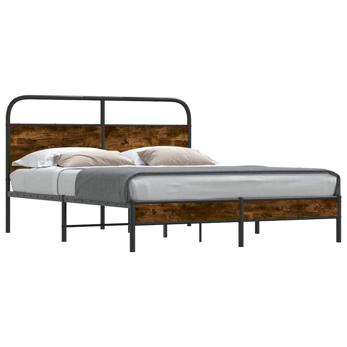 Cadru pat fără saltea stejar fumuriu 150x200 cm lemn prelucrat WALTI