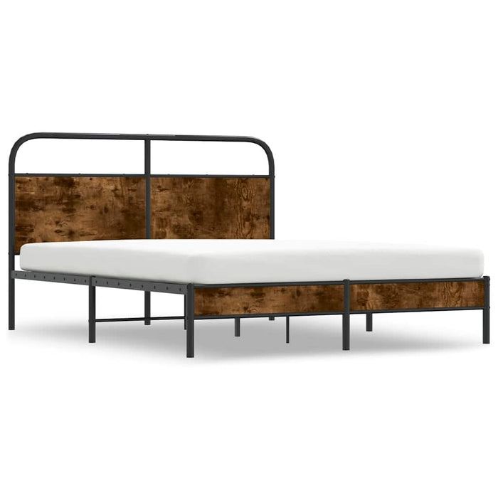 Cadru pat fără saltea stejar fumuriu 150x200 cm lemn prelucrat WALTI