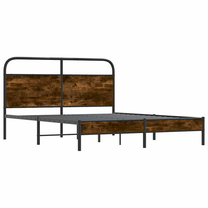 Cadru pat fără saltea stejar fumuriu 150x200 cm lemn prelucrat WALTI
