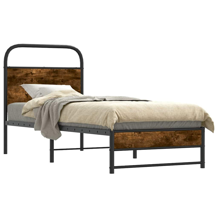 Cadru de pat fără saltea 75x190cm stejar afumat lemn prelucrat - WALTI WALTI