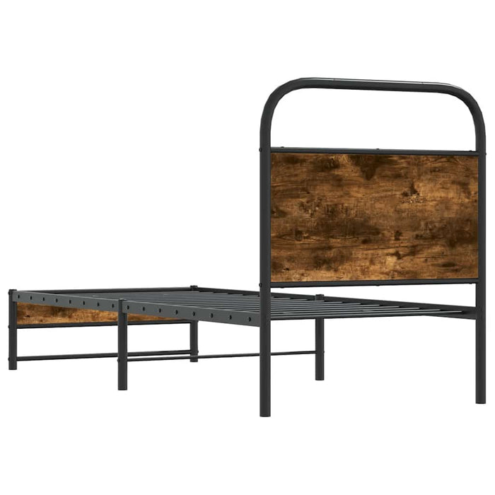 Cadru de pat fără saltea 75x190cm stejar afumat lemn prelucrat - WALTI WALTI