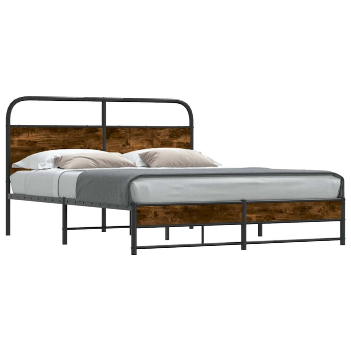 Cadru pat fără saltea stejar fumuriu 150x200 cm lemn prelucrat - WALTI WALTI