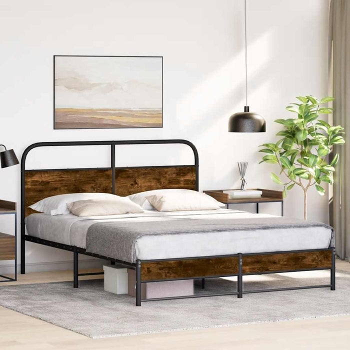 Cadru pat fără saltea stejar fumuriu 150x200 cm lemn prelucrat - WALTI WALTI