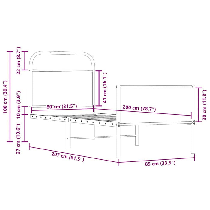 Cadru de pat fără saltea 80x200 cm Lemn prelucrat stejar Sonoma - WALTI WALTI