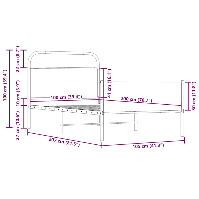 Cadru pat fără saltea stejar sonoma 100x200 cm lemn prelucrat - WALTI WALTI
