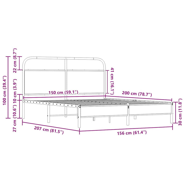 Cadru de pat fără saltea 150x200cm Lemn prelucrat stejar Sonoma - WALTI WALTI