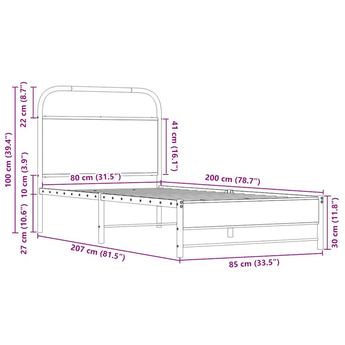 Cadru de pat fără saltea 80x200 cm Lemn prelucrat stejar Sonoma WALTI
