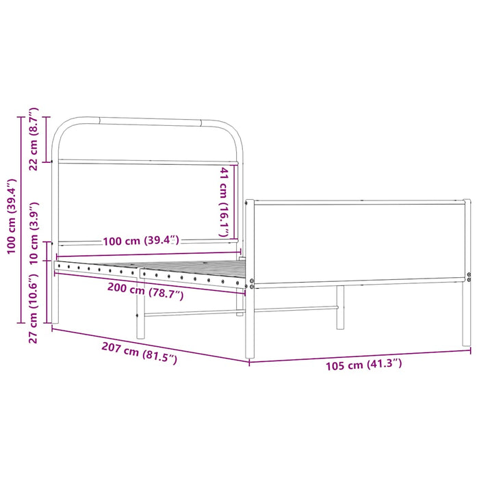 Cadru pat fără saltea stejar sonoma 100x200 cm lemn prelucrat - WALTI WALTI