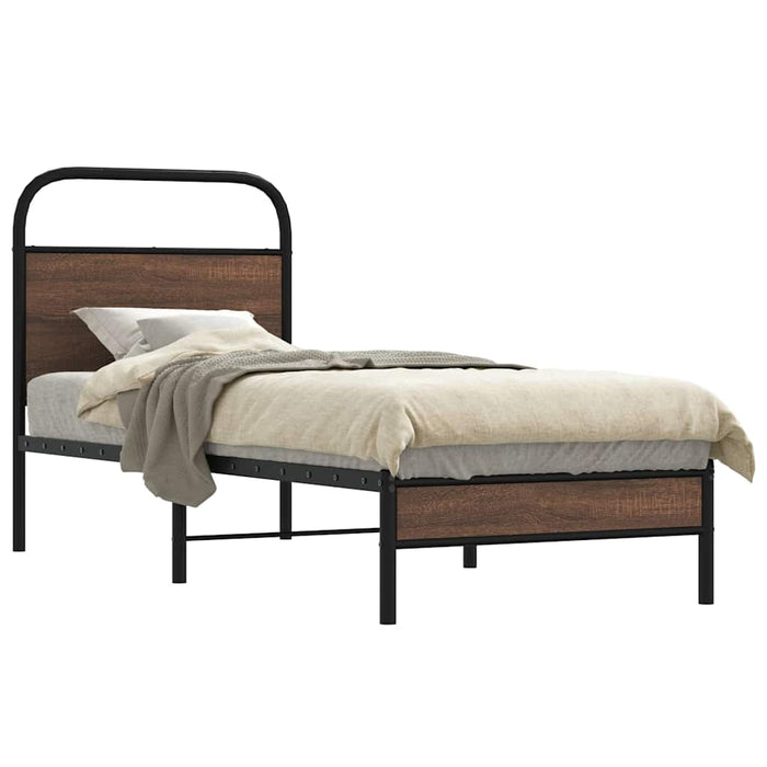 Cadru pat fără saltea, stejar maro 75x190 cm lemn prelucrat - WALTI WALTI