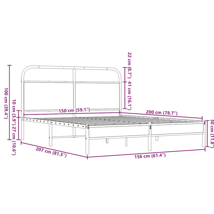 Cadru de pat fără saltea stejar maro 150x200 cm Lemn prelucrat - WALTI WALTI