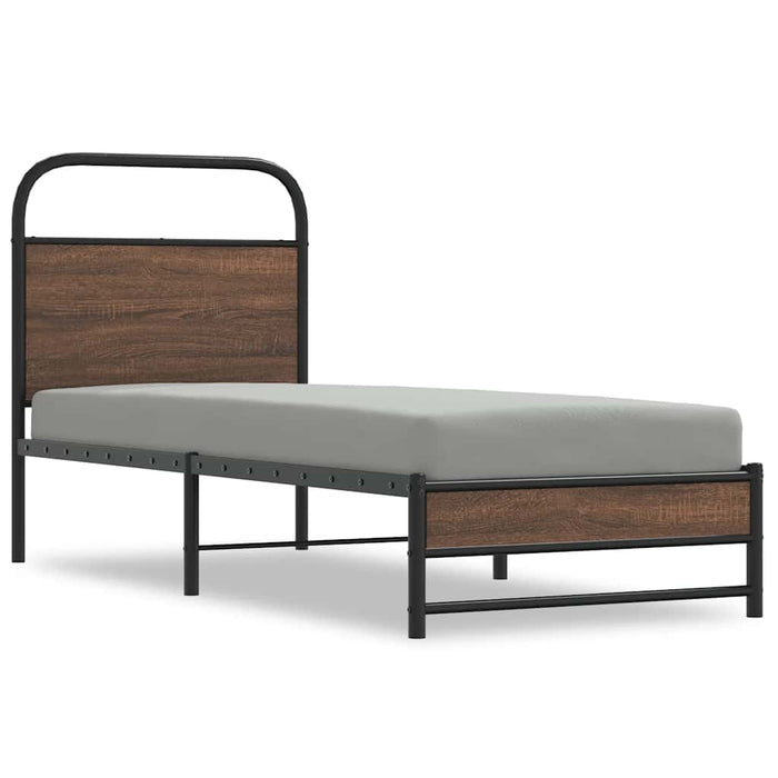Cadru pat fără saltea, stejar maro 75x190 cm lemn prelucrat - WALTI WALTI
