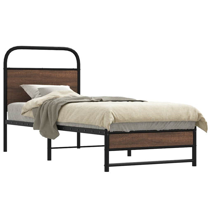 Cadru pat fără saltea, stejar maro 75x190 cm lemn prelucrat - WALTI WALTI