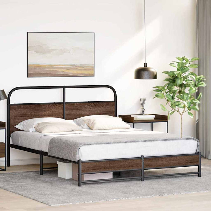 Cadru de pat fără saltea stejar maro 150x200 cm Lemn prelucrat - WALTI WALTI