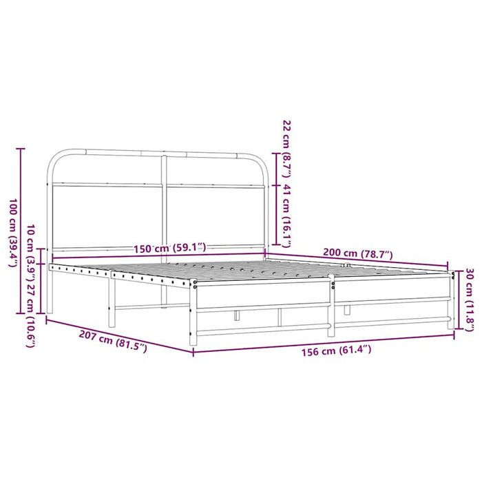 Cadru de pat fără saltea stejar maro 150x200 cm Lemn prelucrat - WALTI WALTI