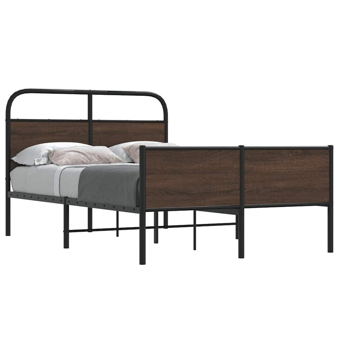 Cadru pat fără saltea stejar maro, 135x190 cm, lemn prelucrat - WALTI WALTI