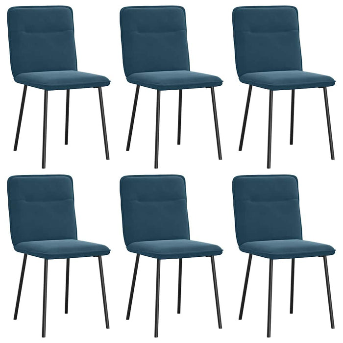 Scaune de sufragerie, 6 buc, albastru, catifea WALTI