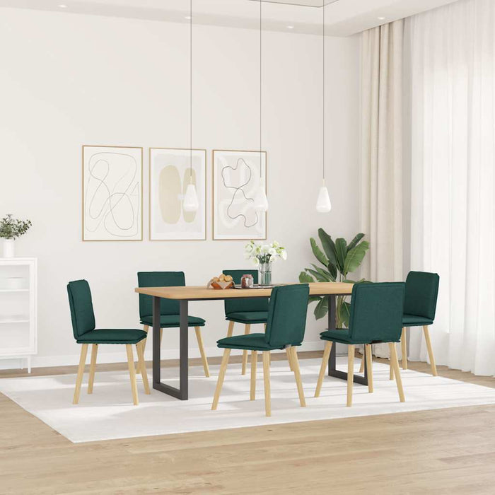 Scaune de bucătărie, 6 buc., verde închis, material textil WALTI