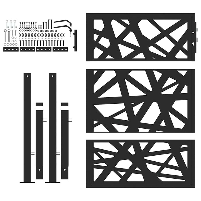 Poartă de grădină neagră 100x125 cm, oțel, design luminos WALTI