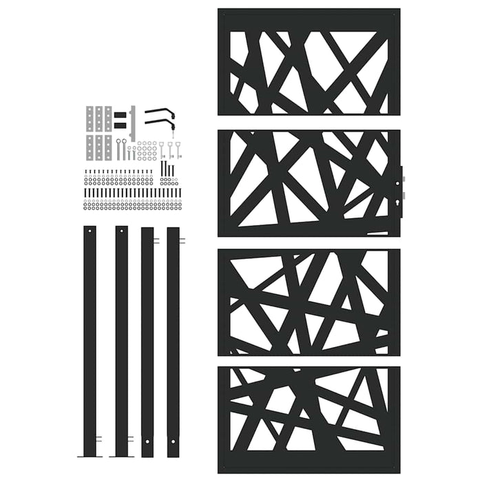 Poartă de grădină neagră 100x200 cm, oțel, design luminos WALTI