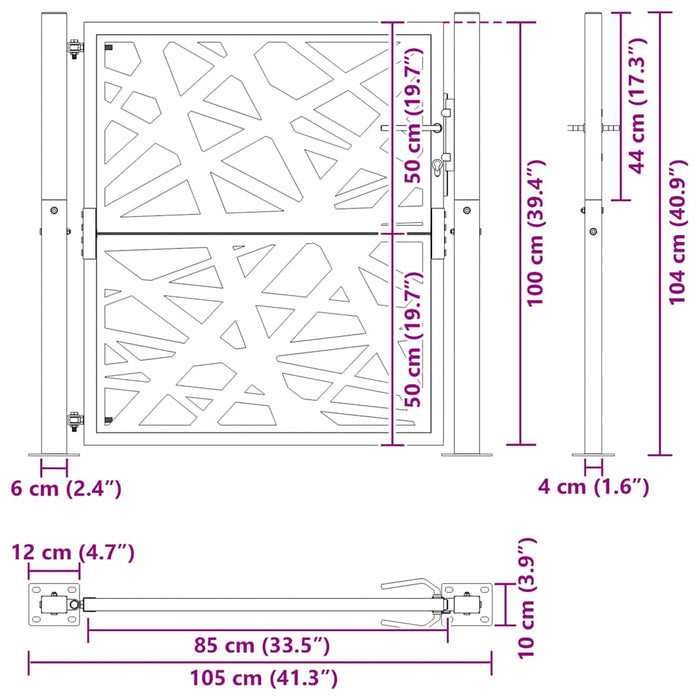 Poartă de grădină 100x100 cm, oțel rezistent la intemperii, design luminos - WALTI WALTI