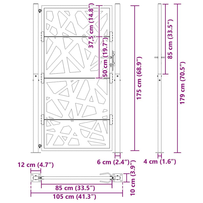 Poartă de grădină 100x175 cm, oțel rezistent la intemperii, design luminos - WALTI WALTI